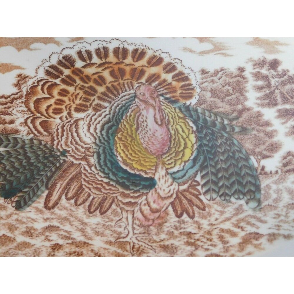 Vintage Transferware Turkey Serving Platter Oval Design Tableware Decor 18 inch